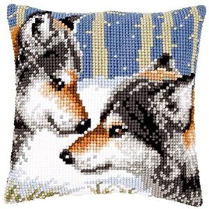 Vervaco Wolves Cross Stitch Cushion, Multi-Colour Vervaco Wolves Cross Stitch Cushion, Multi-Colour