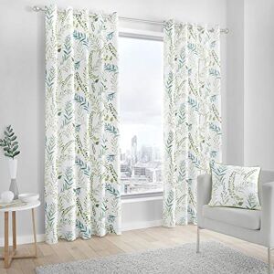Fusion Fernworthy Leaf Print 100% Cotton Eyelet Lined Curtains, Green, 90 x 72 Inch Fusion Fernworthy Leaf Print 100% Cotton Eyelet Lined Curtains, Green, 90 x 72 Inch
