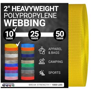 Strapworks Heavyweight Polypropylene Webbing Heavy Duty Poly Strapping for Outdoor DIY Gear Repair, 2 Inch x 10 Yards Yellow Strapworks Heavyweight Polypropylene Webbing Heavy Duty Poly Strapping for Outdoor DIY Gear Repair, 2 Inch x 10 Yards Yellow