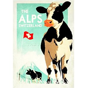 Wee Blue Coo TRAVEL SWITZERLAND COW ALPINE FLAG SNOW MOUNTAIN PRINT PICTURE F12X1447 Wee Blue Coo TRAVEL SWITZERLAND COW ALPINE FLAG SNOW MOUNTAIN PRINT PICTURE F12X1447