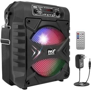 Pyle , Portable Bluetooth PA Speaker System – 300W Rechargeable Party Speaker, w/ 8” Subwoofer, AUX, Microphone in, Party Lights, MP3/USB, Radio, Remote Controller, Easily Portable with Handles & Strap Pyle , Portable Bluetooth PA Speaker System – 300W Rechargeable Party Speaker, w/ 8” Subwoofer, AUX, Microphone in, Party Lights, MP3/USB, Radio, Remote Controller, Easily Portable with Handles & Strap