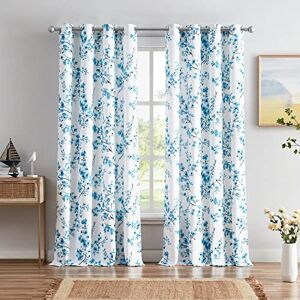 Melodieux Floral Curtains 84 Inches Long for Living Room, Farmhouse Blue Apricot Flower Print White Decorative Grommet Drapes, 52x84 Inch, 2 Panels Melodieux Floral Curtains 84 Inches Long for Living Room, Farmhouse Blue Apricot Flower Print White Decorative Grommet Drapes, 52x84 Inch, 2 Panels