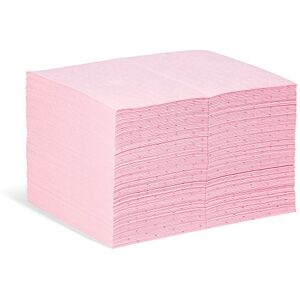 PIG New Absorbent Mat Pads – Pink, Chemical – Absorbs Aggressive Acids, Caustics, Unknown & Hazardous Liquids, Pack of 100, 83.6 L Capacity, Protects Work Areas from Dangerous Chemical Spills PIG New Absorbent Mat Pads – Pink, Chemical – Absorbs Aggressive Acids, Caustics, Unknown & Hazardous Liquids, Pack of 100, 83.6 L Capacity, Protects Work Areas from Dangerous Chemical Spills