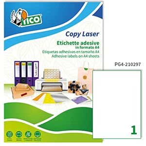 Tico White Glossy Labels 210x297 mm - 210x297 mm - 100 sheets Tico White Glossy Labels 210x297 mm - 210x297 mm - 100 sheets