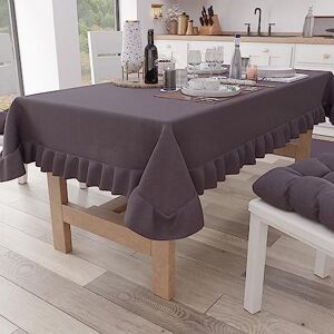 PETTI Artigiani Italiani Ruffle Tablecloth, Rectangle Kitchen Tablecloth with Valance, Plain Cotton Tablecloth, X6 Seater (140 x 180 cm) Mauve PETTI Artigiani Italiani Ruffle Tablecloth, Rectangle Kitchen Tablecloth with Valance, Plain Cotton Tablecloth, X6 Seater (140 x 180 cm) Mauve