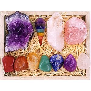 ZATNY Premium Crystals and Healing Stones Premium Kit in Wooden Box 7 Chakra Stones Healing Set, Rose Quartz, Amethyst Cluster, Quartz Points, Chakra Pendulum, EBook, Poster, Made-in-USA, Gift Ready ZATNY Premium Crystals and Healing Stones Premium Kit in Wooden Box 7 Chakra Stones Healing Set, Rose Quartz, Amethyst Cluster, Quartz Points, Chakra Pendulum, EBook, Poster, Made-in-USA, Gift Ready