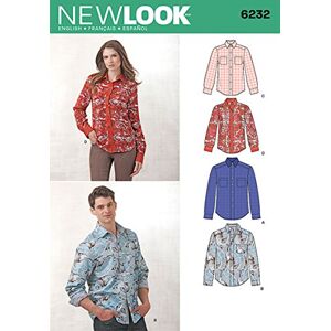 Simplicity New Look Sewing Pattern 6232: Misses' and Men's Button Down Shirt, Size A (8-18 / XS-XL), paper, Multicolor, Original Version Simplicity New Look Sewing Pattern 6232: Misses' and Men's Button Down Shirt, Size A (8-18 / XS-XL), paper, Multicolor, Original Version