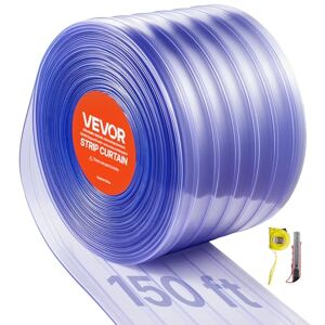 VEVOR Clear PVC Strip Curtain, 45.7 m Length x 30.5 cm Width, Ribbed Plastic Door Strip Bulk Roll, Walk in Freezer Cooler Curtain Strips for Doorways of Supermarket, Garage, Warehouse, Animal House VEVOR Clear PVC Strip Curtain, 45.7 m Length x 30.5 cm Width, Ribbed Plastic Door Strip Bulk Roll, Walk in Freezer Cooler Curtain Strips for Doorways of Supermarket, Garage, Warehouse, Animal House