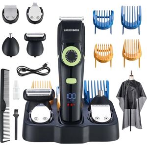 BARBERBOSS Men Hair Clippers, Beard Trimmer, Ear and Nose Hair, Grooming Kit for Men, Precision Dial, Ceramic Blade, 4 Comb Attachments, Waterproof, LED Display, QR-6085 BARBERBOSS Men Hair Clippers, Beard Trimmer, Ear and Nose Hair, Grooming Kit for Men, Precision Dial, Ceramic Blade, 4 Comb Attachments, Waterproof, LED Display, QR-6085