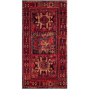 Safavieh Vintage Hamadan Rug for Living Room, Dining Room, Bedroom Persian Collection, Short Pile, in Red and Multi, 79 X 152 cm Safavieh Vintage Hamadan Rug for Living Room, Dining Room, Bedroom Persian Collection, Short Pile, in Red and Multi, 79 X 152 cm
