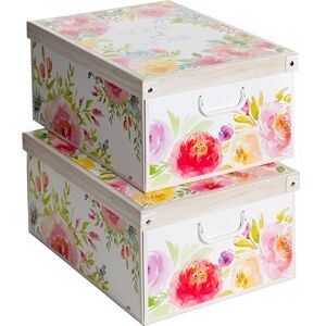 Lavatelli Collection Sweet Home – 2-Pack Decorative Cardboard Storage Boxes with Lids & Handles – Large Floral Organisers for Clothes, Toys & Bedding – 39×30×25 cm (15.4×11.8×9.8 in) Lavatelli Collection Sweet Home – 2-Pack Decorative Cardboard Storage Boxes with Lids & Handles – Large Floral Organisers for Clothes, Toys & Bedding – 39×30×25 cm (15.4×11.8×9.8 in)