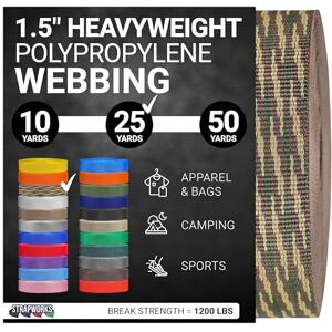 Strapworks Heavyweight Polypropylene Webbing Heavy Duty Poly Strapping for Outdoor DIY Gear Repair, 1.5 Inch x 25 Yards, Woodland Camo Strapworks Heavyweight Polypropylene Webbing Heavy Duty Poly Strapping for Outdoor DIY Gear Repair, 1.5 Inch x 25 Yards, Woodland Camo
