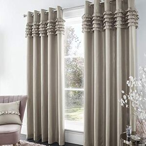Catherine Lansfield , 100% Polyester, Champagne, Eyelet Curtains-66 x 72 Inch DS/55130/W/E6672/CHP Catherine Lansfield , 100% Polyester, Champagne, Eyelet Curtains-66 x 72 Inch DS/55130/W/E6672/CHP