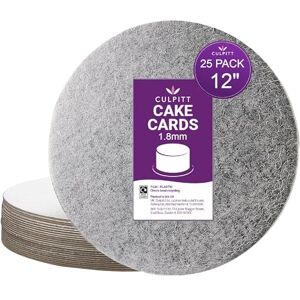 Culpitt 12" Cut-Edge Round Boards, 25 Pack, Cake Decorating Wedding Support Cards 1.8 mm, 12-Inch CSR, Silver Packs of 25 Culpitt 12" Cut-Edge Round Boards, 25 Pack, Cake Decorating Wedding Support Cards 1.8 mm, 12-Inch CSR, Silver Packs of 25
