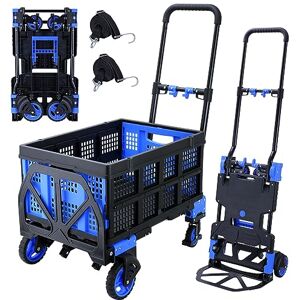 JJSMKCH 2 in 1 Folding Hand Truck with Foldable Basket, 150kg, Heavy Duty Portable Trolley with Telescopic Handle and 4 Rubber Wheels, Hand Trolley for Luggage, Shopping, Moving House, Travel, Office JJSMKCH 2 in 1 Folding Hand Truck with Foldable Basket, 150kg, Heavy Duty Portable Trolley with Telescopic Handle and 4 Rubber Wheels, Hand Trolley for Luggage, Shopping, Moving House, Travel, Office
