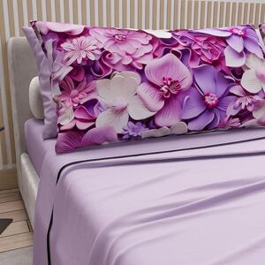 PETTI Artigiani Italiani Cotton Sheets with Pillowcases in Digital Print, French Quarter, Complete Top and Bottom Sheet with Corners, Floral 05 23 Lilac, 100% Made in Italy PETTI Artigiani Italiani Cotton Sheets with Pillowcases in Digital Print, French Quarter, Complete Top and Bottom Sheet with Corners, Floral 05 23 Lilac, 100% Made in Italy