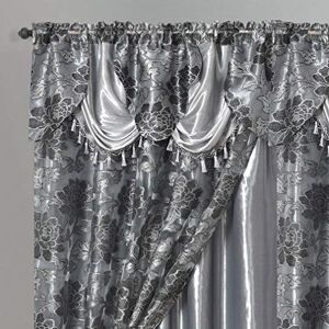 GOHD Golden Ocean Home Decor GOHD Royal ROSARIUM. Clipped Voile. Voile Jacquard Window Curtain with Attached Fancy Valance and Taffeta Backing. 2pcs Set. Each pc 54 inch Wide x 84 inch Drop + 18 inch Valance. (Grey) GOHD Golden Ocean Home Decor GOHD Royal ROSARIUM. Clipped Voile. Voile Jacquard Window Curtain with Attached Fancy Valance and Taffeta Backing. 2pcs Set. Each pc 54 inch Wide x 84 inch Drop + 18 inch Valance. (Grey)