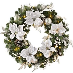 WeRChristmas Luxury Pre-Lit Decorated Wreath with 50 LED Lights & Timer Function, Multi-Colour, 2.5 feet/75cm WeRChristmas Luxury Pre-Lit Decorated Wreath with 50 LED Lights & Timer Function, Multi-Colour, 2.5 feet/75cm