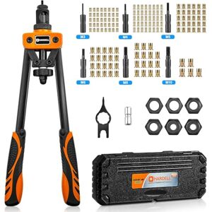 HARDELL Rivet Nut Pliers Set, 14 Inch Riveting Pliers Set, Thread Rivet Pliers Set with 7 Threaded Sleeve Mandrels M6, M8, M10, 10-24, 1/4-20, 3/8-16, 5/16-18 and 100 Pieces Rivet Nuts, Rivet Nut HARDELL Rivet Nut Pliers Set, 14 Inch Riveting Pliers Set, Thread Rivet Pliers Set with 7 Threaded Sleeve Mandrels M6, M8, M10, 10-24, 1/4-20, 3/8-16, 5/16-18 and 100 Pieces Rivet Nuts, Rivet Nut
