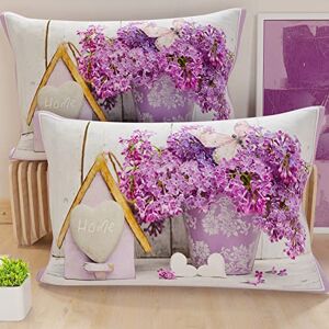 PETTI Artigiani Italiani Bed Pillowcases, Pair of 52 x 82 cm, Shabby Purple, Hypoallergenic Microfibre, Made in Italy PETTI Artigiani Italiani Bed Pillowcases, Pair of 52 x 82 cm, Shabby Purple, Hypoallergenic Microfibre, Made in Italy