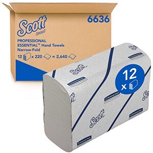 Scott Essential Hand Towels 6636, Narrow Fold White Paper Towels for Bathroom, Eco-Friendly, 12 Clips x 220 N-Fold Paper Sheets (2,640 Sheets Total), Compatible with Standard Dispensers Scott Essential Hand Towels 6636, Narrow Fold White Paper Towels for Bathroom, Eco-Friendly, 12 Clips x 220 N-Fold Paper Sheets (2,640 Sheets Total), Compatible with Standard Dispensers