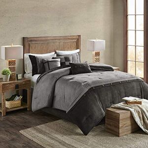 Madison Park Cozy Comforter Set, Faux Suede, Deluxe Hotel Styling, Polyester, Rustic Grey, King Madison Park Cozy Comforter Set, Faux Suede, Deluxe Hotel Styling, Polyester, Rustic Grey, King