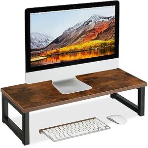 Relaxdays Monitor Stand, Screen Raiser for Desk, Office and Home, HxWxD: 15 x 55 x 23 cm, Industrial Design, Brown/Black, Steel Relaxdays Monitor Stand, Screen Raiser for Desk, Office and Home, HxWxD: 15 x 55 x 23 cm, Industrial Design, Brown/Black, Steel