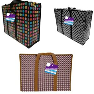 1ABOVE 3 Pack Deluxe Shopping Bag Laundry, Shopping, Storage, Reusable Store, Cloth, Moving, Waterproof, Handles and Zipper Bags (XL (60X45X20CM)) 1ABOVE 3 Pack Deluxe Shopping Bag Laundry, Shopping, Storage, Reusable Store, Cloth, Moving, Waterproof, Handles and Zipper Bags (XL (60X45X20CM))