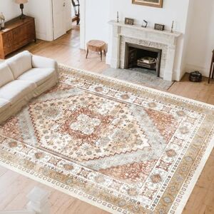 VEVOR Area Rug, 8 x 10 ft Large Washable Rug, Non-Slip and Tear-Resistant Soft Carpet, Pet & Child Friendly Vintage Area Rugs, Indoor Mat for Bedroom, Living Room, Kids Room, Office, Brown Red VEVOR Area Rug, 8 x 10 ft Large Washable Rug, Non-Slip and Tear-Resistant Soft Carpet, Pet & Child Friendly Vintage Area Rugs, Indoor Mat for Bedroom, Living Room, Kids Room, Office, Brown Red