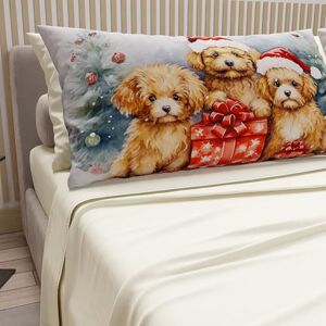 PETTI Artigiani Italiani PETTI Italian Artisans Cotton Sheets with Christmas Digital Print Pillowcases, Christmas Double Sheets, Christmas Double Bed Set, Dog Cream, 100% Made in Italy PETTI Artigiani Italiani PETTI Italian Artisans Cotton Sheets with Christmas Digital Print Pillowcases, Christmas Double Sheets, Christmas Double Bed Set, Dog Cream, 100% Made in Italy