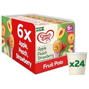 Cow & Gate Baby Food Apple Peach & Strawberry Baby, Toddler and Kids Snacks Fruit Pot Multipack 6+ Months 4x100g (24 Pots) Cow & Gate Baby Food Apple Peach & Strawberry Baby, Toddler and Kids Snacks Fruit Pot Multipack 6+ Months 4x100g (24 Pots)