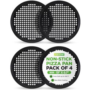 Nutrichef Non-Stick Pizza Pans 33cm, 4-Pack Round Pizza Tray for Oven, Commercial-Grade Carbon Steel Baking Steel, Non-Stick Grey Coating, Ideal Baking Accessories for Stuffed Crust Nutrichef Non-Stick Pizza Pans 33cm, 4-Pack Round Pizza Tray for Oven, Commercial-Grade Carbon Steel Baking Steel, Non-Stick Grey Coating, Ideal Baking Accessories for Stuffed Crust