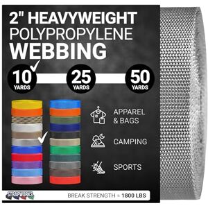 Strapworks Heavyweight Polypropylene Webbing Heavy Duty Poly Strapping for Outdoor DIY Gear Repair, 2 Inch x 10 Yards Silver Gray Strapworks Heavyweight Polypropylene Webbing Heavy Duty Poly Strapping for Outdoor DIY Gear Repair, 2 Inch x 10 Yards Silver Gray