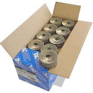 Tacwise 0998 Galvanised Flat Top Coil Nails Type 2.1 x 45 mm, Diamond Point, Ring Shank, 16° Inclined, Wire Collated, Pack of 14,400 Tacwise 0998 Galvanised Flat Top Coil Nails Type 2.1 x 45 mm, Diamond Point, Ring Shank, 16° Inclined, Wire Collated, Pack of 14,400