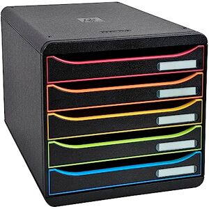 Exacompta Ref 309914D BIG-BOX PLUS Desktop Drawer Set 5 x 43mm Drawers, Suitable for A4+ Documents, 347 x 278 x 271mm, 100% Recycled Plastic Black/Harlequin/Black Exacompta Ref 309914D BIG-BOX PLUS Desktop Drawer Set 5 x 43mm Drawers, Suitable for A4+ Documents, 347 x 278 x 271mm, 100% Recycled Plastic Black/Harlequin/Black