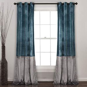 Lush Decor Prima Velvet Curtains Color Block Room Darkening Window Set for Living, Dining, Bedroom, 84 in L Panel Pair, Blue & Gray Lush Decor Prima Velvet Curtains Color Block Room Darkening Window Set for Living, Dining, Bedroom, 84 in L Panel Pair, Blue & Gray