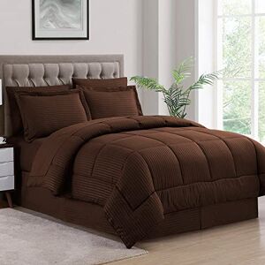 Sweet Home Collection 2 Pillowcases & 2 Shams & Bed Skirt All Season Warmth, Fine Double Brushed Microfiber/100% Fiber Fill, Dobby Chocolate, Twin Sweet Home Collection 2 Pillowcases & 2 Shams & Bed Skirt All Season Warmth, Fine Double Brushed Microfiber/100% Fiber Fill, Dobby Chocolate, Twin
