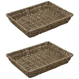 JVL Hand Woven Seagrass Rectangular Storage Tray, H:6 x W:33 x D:25cm, Capacity:4L, Set of 2 JVL Hand Woven Seagrass Rectangular Storage Tray, H:6 x W:33 x D:25cm, Capacity:4L, Set of 2