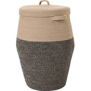 Cottonphant 26"x20" Tall Extra Large Storage Basket with Lid, Cotton Rope Storage Baskets, Woven Laundry Hamper with Cover, Toy Storage Bin, Baby Nursery, Jute/Black Mix with Lid Cottonphant 26"x20" Tall Extra Large Storage Basket with Lid, Cotton Rope Storage Baskets, Woven Laundry Hamper with Cover, Toy Storage Bin, Baby Nursery, Jute/Black Mix with Lid