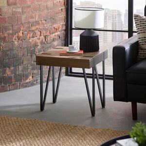 Julian Bowen Troy Side Table Small End Table with Black Metal Hairpin Legs, Square Walnut Effect Industrial Bedside for Living Rooms 50cm Julian Bowen Troy Side Table Small End Table with Black Metal Hairpin Legs, Square Walnut Effect Industrial Bedside for Living Rooms 50cm