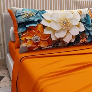 PETTI Artigiani Italiani Cotton Sheets with Pillowcases in Digital Print, French Quarter, Complete Top and Bottom Sheet with Corners, Floral 05 10 Orange, 100% Made in Italy PETTI Artigiani Italiani Cotton Sheets with Pillowcases in Digital Print, French Quarter, Complete Top and Bottom Sheet with Corners, Floral 05 10 Orange, 100% Made in Italy