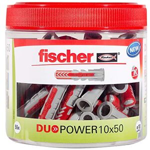 fischer DuoPower 10 x 50, Handy Round Box with 55 Universal dowels, Powerful 2-Component dowels, Plastic dowels for attaching to Concrete, Bricks, Stone, plasterboard and Much More fischer DuoPower 10 x 50, Handy Round Box with 55 Universal dowels, Powerful 2-Component dowels, Plastic dowels for attaching to Concrete, Bricks, Stone, plasterboard and Much More