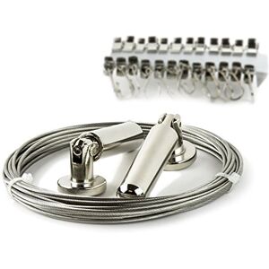 Wallniture Curtain Drape Wire Rod Set with 24 Clips Multi-purpose Set Hang Photos, Notes, Art Wallniture Curtain Drape Wire Rod Set with 24 Clips Multi-purpose Set Hang Photos, Notes, Art