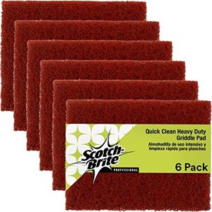 3M Scotch-Brite, Quick Clean Heavy Duty Scour, 4 in x 5.25 in, 6 Pads/Pack, For Baked On Food and Cooking Oils, Use on Hot or Cool Griddle, Orange 3M Scotch-Brite, Quick Clean Heavy Duty Scour, 4 in x 5.25 in, 6 Pads/Pack, For Baked On Food and Cooking Oils, Use on Hot or Cool Griddle, Orange