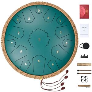 VEVOR Steel Tongue Drum 14 in & 15 Notes, C Major Key Tank Drum with 2 Mallets & Carry Bag, Hand Pan for Musical Education, Yoga, Green VEVOR Steel Tongue Drum 14 in & 15 Notes, C Major Key Tank Drum with 2 Mallets & Carry Bag, Hand Pan for Musical Education, Yoga, Green