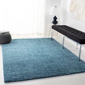 Safavieh Shaggy Rug for Living Room, Dining Room, Bedroom August Shag Collection, Short Pile, in Turquoise, 91 X 152 cm Safavieh Shaggy Rug for Living Room, Dining Room, Bedroom August Shag Collection, Short Pile, in Turquoise, 91 X 152 cm