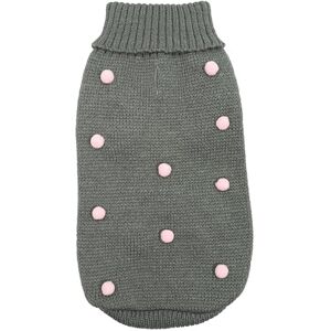 Record Candy Shop Dog Jumper, Back Length 45 cm. Solid Color Turtleneck Sweater with Velvety Pompoms. Leash Hole and Machine Washable Grey, L Record Candy Shop Dog Jumper, Back Length 45 cm. Solid Color Turtleneck Sweater with Velvety Pompoms. Leash Hole and Machine Washable Grey, L