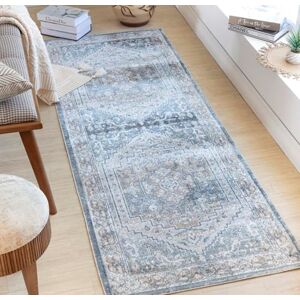 Livabliss Sitra Machine Washable Vintage Runner Living Room, 80x220 cm Traditional Boho Style, Dining Room, Kitchen, Outdoor, Hallway -Blue, Beige, Off white and Grey Livabliss Sitra Machine Washable Vintage Runner Living Room, 80x220 cm Traditional Boho Style, Dining Room, Kitchen, Outdoor, Hallway -Blue, Beige, Off white and Grey
