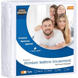 Utopia Bedding Premium Waterproof Bed Bug Mattress Cover, Twin Zippered Mattress Protector, 12 Inches Deep, Dust Mite Proof 6-Sided Mattress Encasement for Bed Utopia Bedding Premium Waterproof Bed Bug Mattress Cover, Twin Zippered Mattress Protector, 12 Inches Deep, Dust Mite Proof 6-Sided Mattress Encasement for Bed