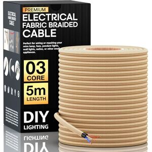 LEDSone 16.4ft Vintage 2 Core Round 18 Gauge Light Gold Cable Fabric Cloth Covered Electrical Wire, 5m 2 Conductors Lamp cable Modern Cloth Covered Wire for Pendant Light Bulb Industrial DIY Project. LEDSone 16.4ft Vintage 2 Core Round 18 Gauge Light Gold Cable Fabric Cloth Covered Electrical Wire, 5m 2 Conductors Lamp cable Modern Cloth Covered Wire for Pendant Light Bulb Industrial DIY Project.